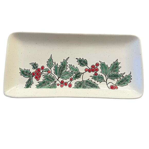 Blue Sky Clayworks Cedar Mountain Serving Platter 10x5 Ceramic Holiday NEW - Picture 7 of 10